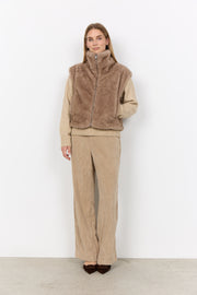 Soya Concept Haye 1 Faux Fur Vest Camel
