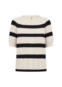 Soya Concept Kanita Knit Stripe 19 Pullover Beige/Black
