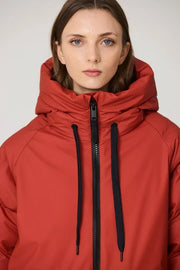 Tanta Rime Long Puffer Coat Red Ochre