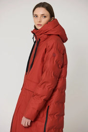 Tanta Rime Long Puffer Coat Red Ochre