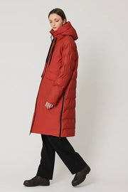 Tanta Rime Long Puffer Coat Red Ochre