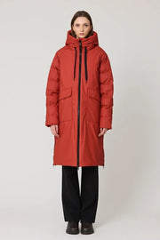 Tanta Rime Long Puffer Coat Red Ochre