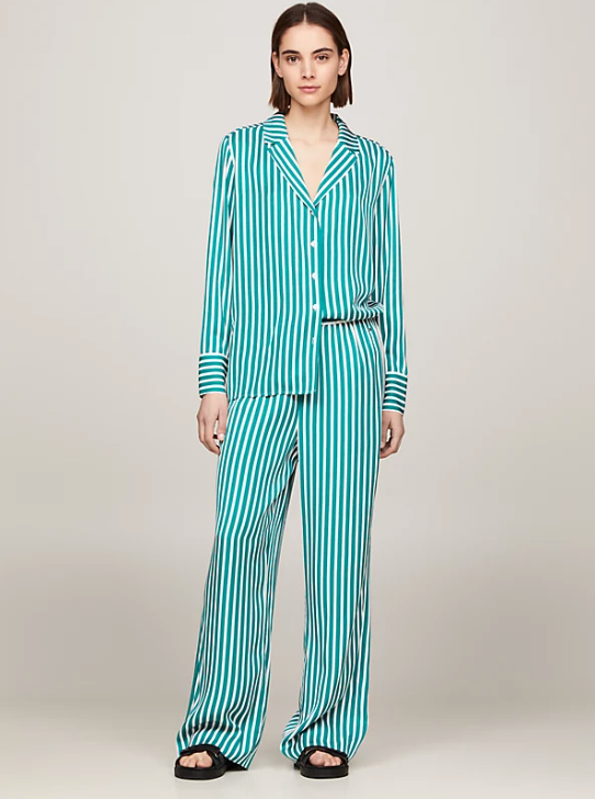 Tommy Hilfiger Wide Leg Striped Pull-On Trousers