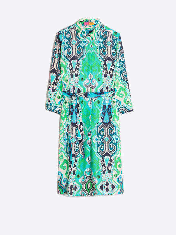 Vilagallo Adriana Navajo Turquoise Print Dress