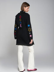 Vilagallo Beatriz Rodeo Black Knitted Cardi With Embroidered Details