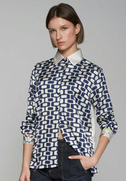 Vilagallo Irina Shirt Geo Navy Print