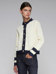 Vilagallo Knit Cardigan Ecru/Navy