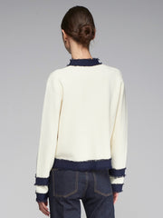 Vilagallo Knit Cardigan Ecru/Navy