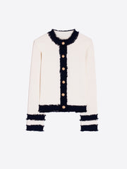 Vilagallo Knit Cardigan Ecru/Navy