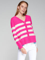 Vilagallo Knit Stripe Cardigan Pink