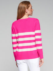 Vilagallo Knit Stripe Cardigan Pink