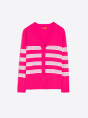 Vilagallo Knit Stripe Cardigan Pink