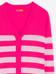 Vilagallo Knit Stripe Cardigan Pink