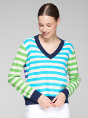 Vilagallo Knit Striped V-Neck Jumper