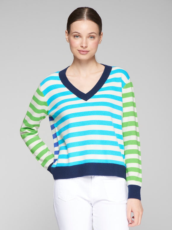 Vilagallo Knit Striped V-Neck Jumper