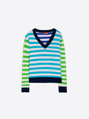 Vilagallo Knit Striped V-Neck Jumper