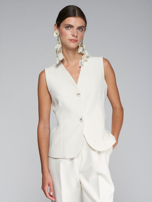 Vilagallo Eleanor Waistcoat Ecru