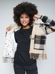 Vilagallo Jacket Check Pattern Camel/Black