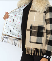 Vilagallo Jacket Check Pattern Camel/Black