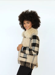 Vilagallo Jacket Check Pattern Camel/Black