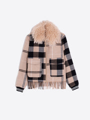 Vilagallo Jacket Check Pattern Camel/Black