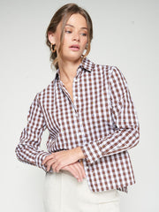 Vilagallo Isa Shirt Gingham Pattern Brown/White
