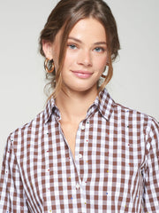 Vilagallo Isa Shirt Gingham Pattern Brown/White
