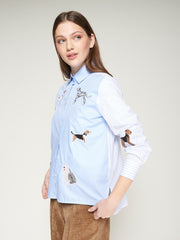 Vilagallo Shirt With Stripes & Dog Embroidery Print