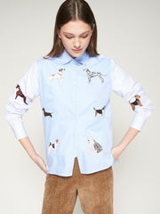 Vilagallo Shirt With Stripes & Dog Embroidery Print