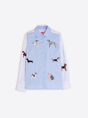 Vilagallo Shirt With Stripes & Dog Embroidery Print