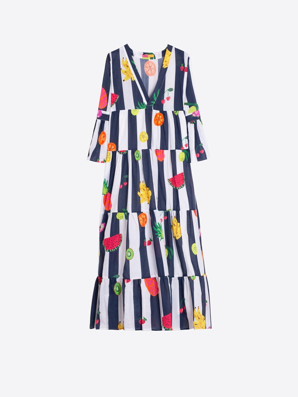 Vilagallo Beatriz Dress With Fruit & Stripes