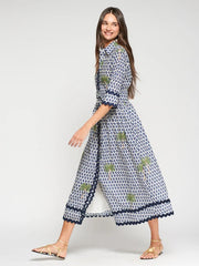 Vilagallo Brenda Dress Ikat Palm Print