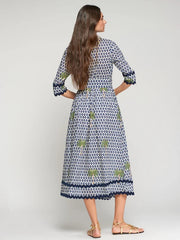 Vilagallo Brenda Dress Ikat Palm Print