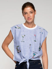Vilagallo Aliza Blue Striped Tee