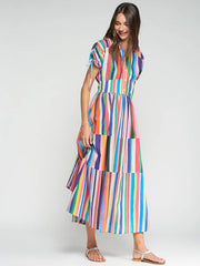 Vilagallo Linda Multi Striped Dress