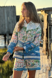 Vilagallo Linen Shirt Puerto Banus Print
