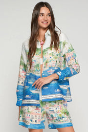 Vilagallo Linen Shirt Puerto Banus Print