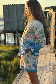 Vilagallo Sandra Linen Shorts Puerto Banus Print