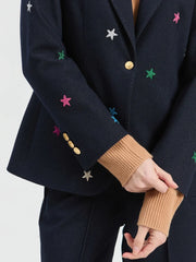 Vilagallo Heather Jacket With Star Embroidery Navy