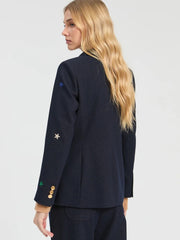 Vilagallo Heather Jacket With Star Embroidery Navy
