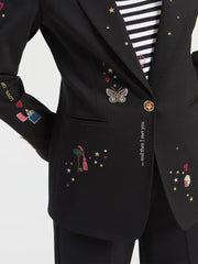 Vilagallo Black Embroidered Cupid Jacket