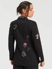 Vilagallo Black Embroidered Cupid Jacket