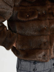 Vilagallo Faux Fur Jacket Dark Brown