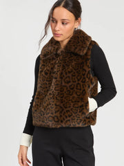 Vilagallo Faux Fur Vest Animal Print