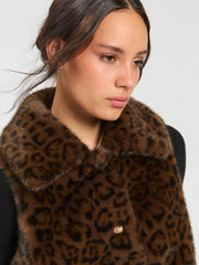 Vilagallo Faux Fur Vest Animal Print
