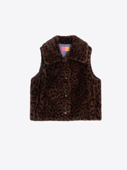 Vilagallo Faux Fur Vest Animal Print