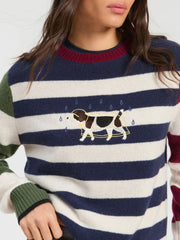 Vilagallo Knit Jumper With Dog Embroidery