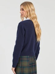 Vilagallo Knit Navy Cardigan With Intarsia Red Heart