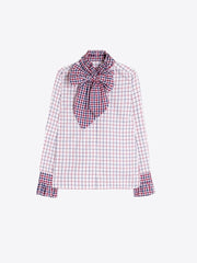 Vilagallo Niki Maxi Bow Plaid Shirt