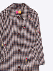 Vilagallo Hailey Houndstooth Coat With Embroidery